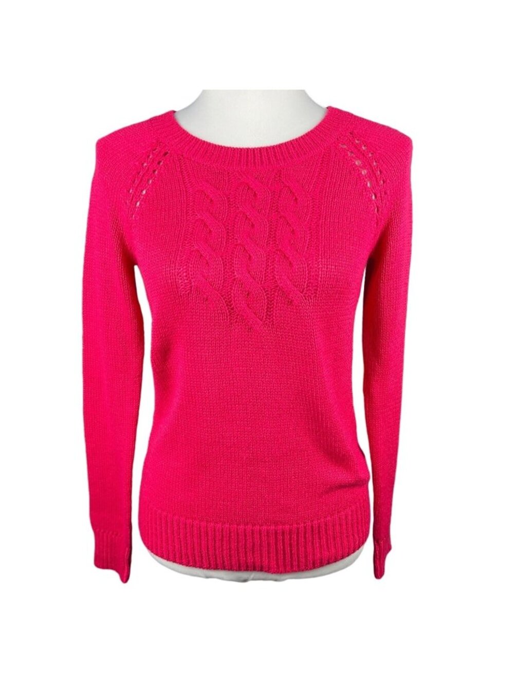 Lilly Pulitzer Women's Crew Neck Pink Cable Knit Sweater size Small